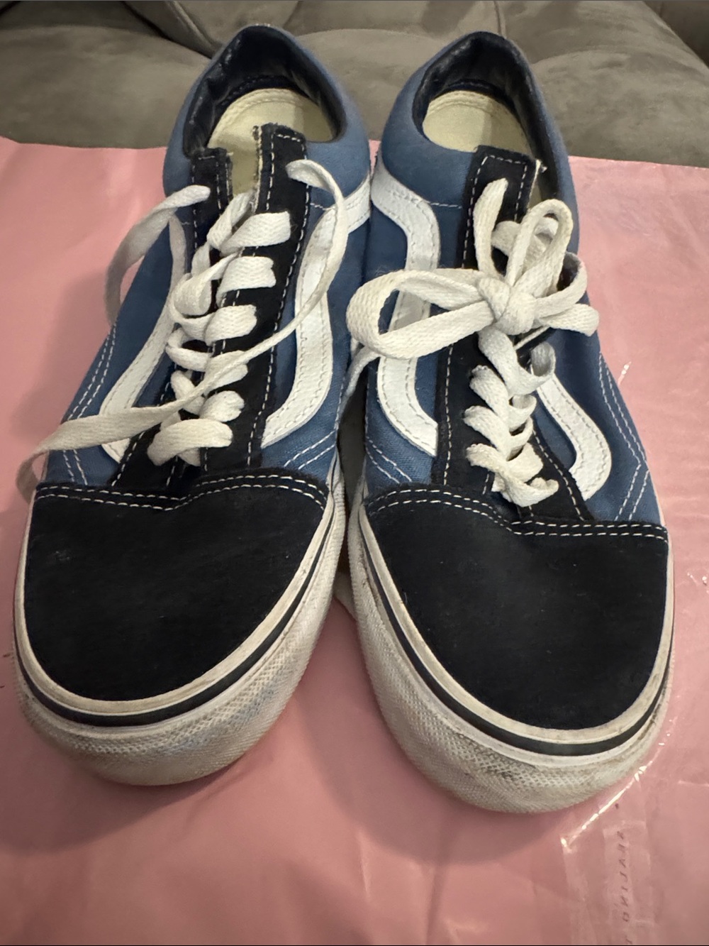 Vans Old Skool Women’s 6.5 M Blue & Black Canvas Suede Skate Sneakers